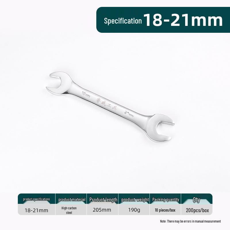 Ruwei Tools Double-Ended Mirror Finish Open-End Wrench, 8-10mm, Multi-Size