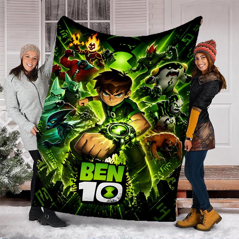 1pc Ben10 Theme Blanket - Digital Print, Polyester, Cozy for All Seasons, Perfect for Outdoor, Camping, and Travel