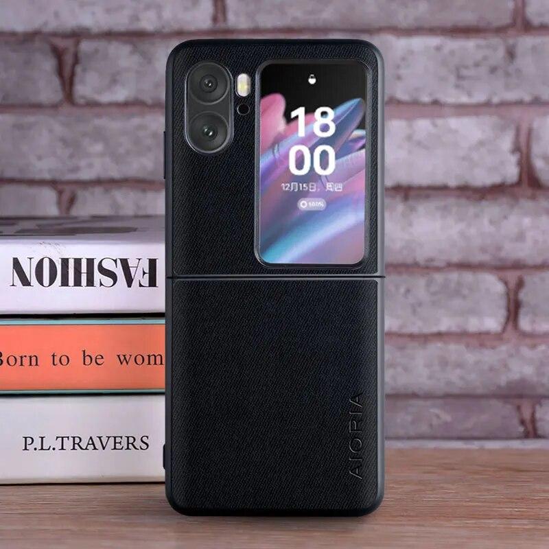 

Чохол для Oppo Find N2 Flip 5G coque Luxury textile Leather soft hard phone cover funda for oppo find n2 flip case capa Find N2 Flip чорний