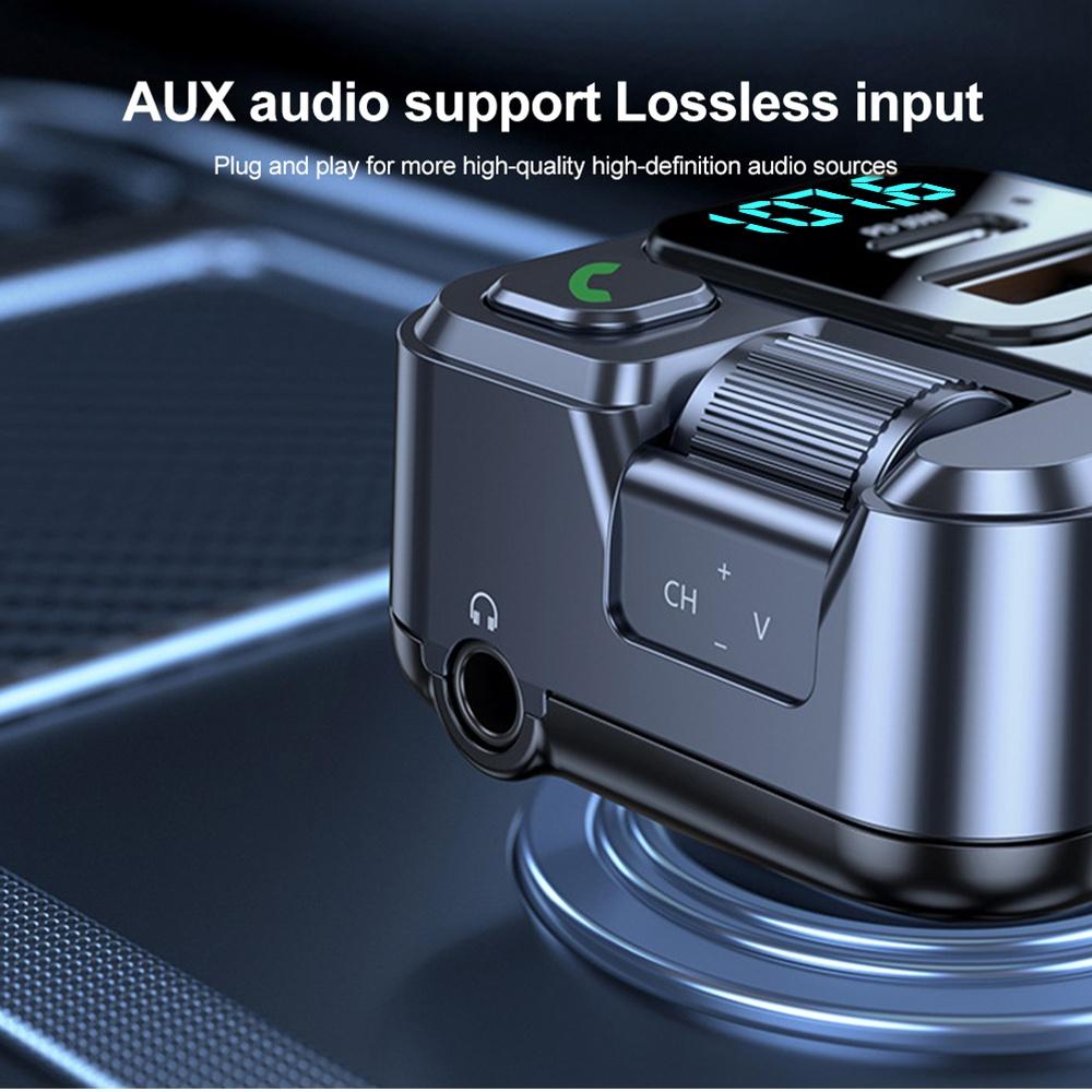 Bluetooth 5.1 FM Transmitter Car Charger 20W PD USB-C Fast Charger Car Radio with Mic for Wireless Hands Free Call MP3 Player