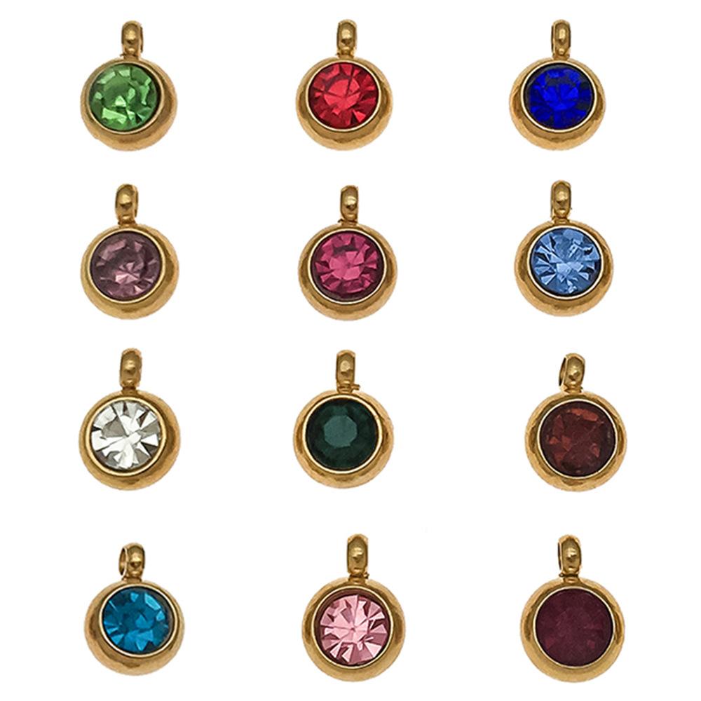 DIY alloy jewelry accessories inlaid with colored diamonds, twelve-star birthstone, birthstone, zodiac stone necklace, bracelet, small pendant.