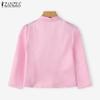 ZANZEA Women Casual V-Neck 3/4 Sleeve Elegant Satin Blouse