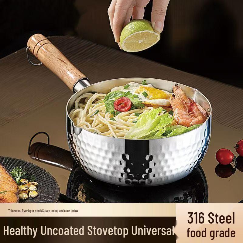 Non-stick Extra-Thick Yukihira 316 Stainless Steel Pot for Baby Food, Milk, or Instant Noodles