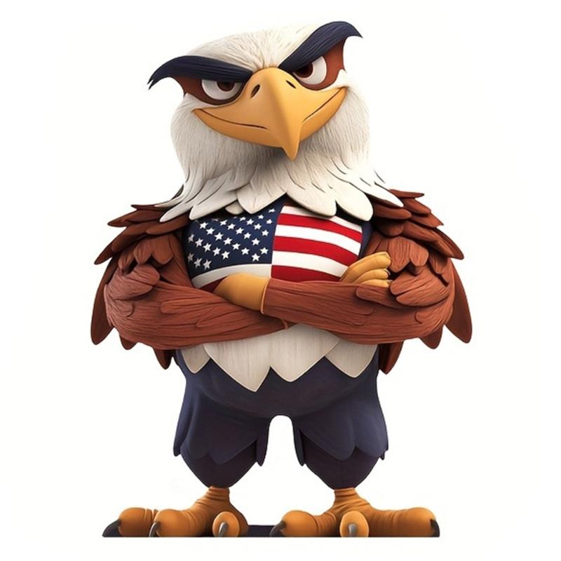 Wooden Bird Sculpture Patriotic Bird Figurine Perfect for July 4th and Memorial Day Table Decoration