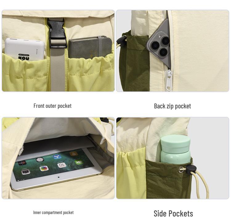 Lightweight Colorblock Sport Travel Backpack with Multi-Pocket Flap for Students