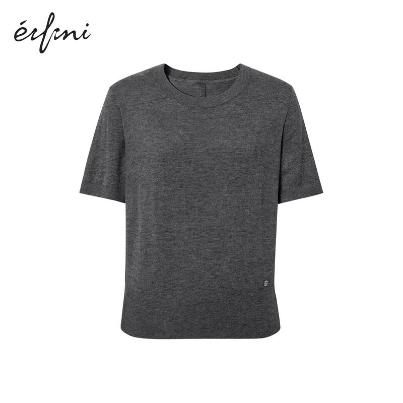 

Eifini Women s Classic Round Neck Knit Short Sleeve Top M