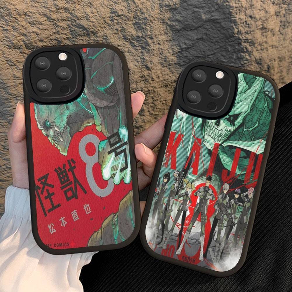 Classic Anime K-kaiju No8 Leather Phone Case For IPhone 16 15 14 13 12 11 Pro Max Plus Shockproof Cover