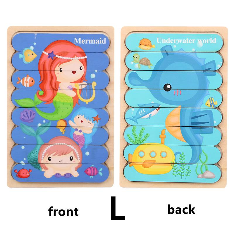 

1 шт. Детские двусторонние деревянные полоски 3D-пазлы Деревянный транспорт Фрукты Пазл Игрушка для детей Обучающие игрушки для малышей Подарок L