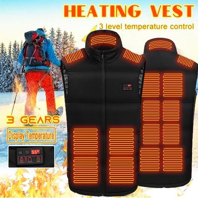 15 Temperature Display Heated Vest Warm Winter Warm Electric USB Jacket Men Women Heating Coat Thermal