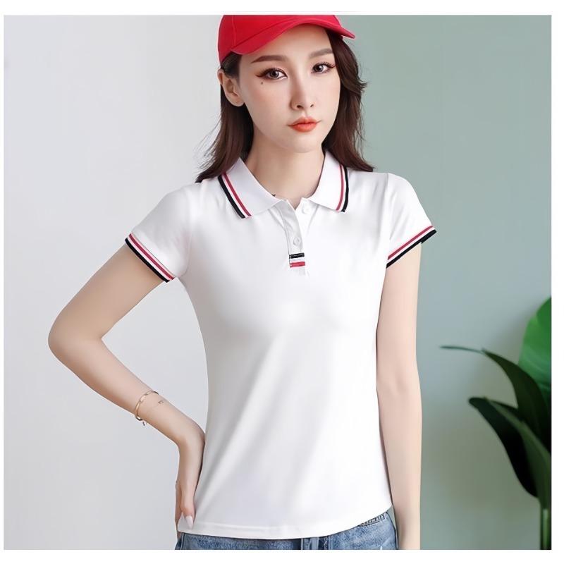 Short-sleeved POLO Shirt T-shirt for Women In Summer New Casual Sports Comfort Slimming Solid Color Top