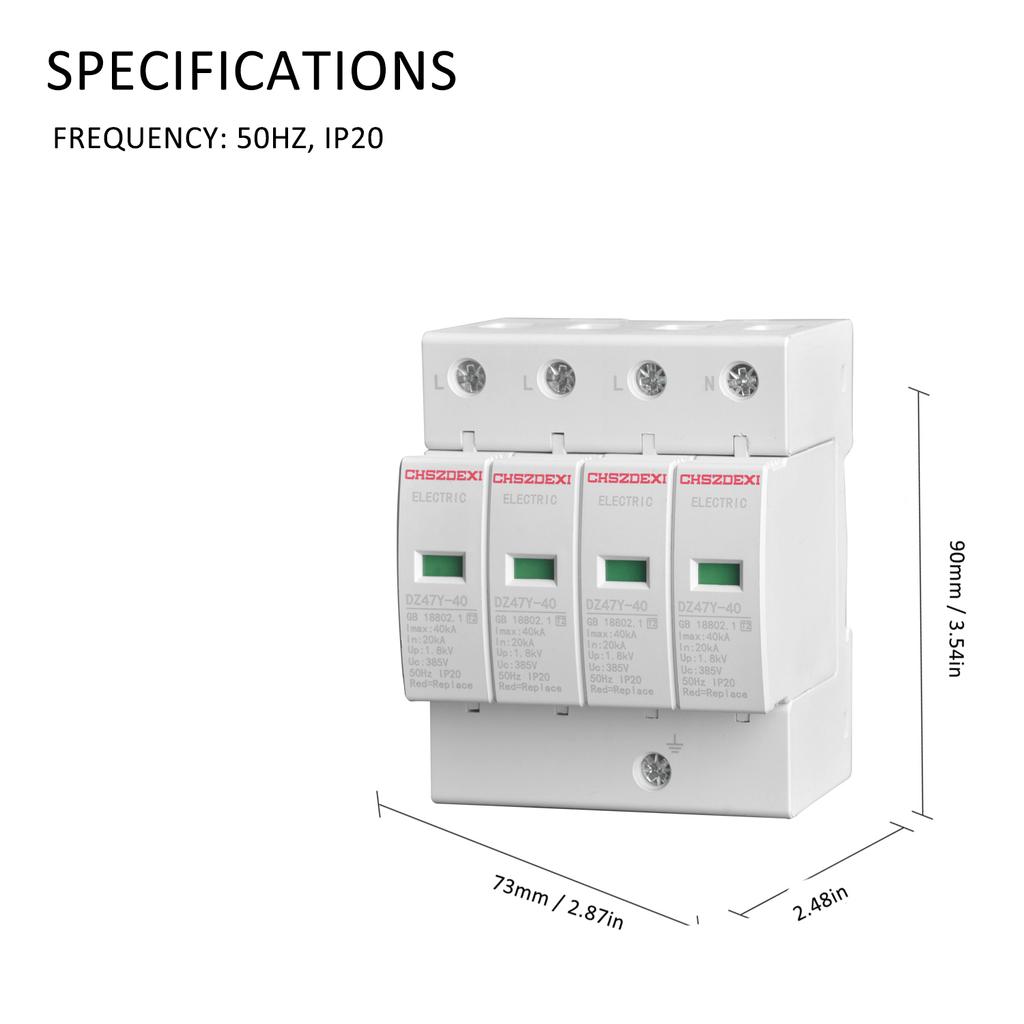 DZ47Y 40KA 385V House Surge Protector Protective Low voltage Arrester Device 4P Device