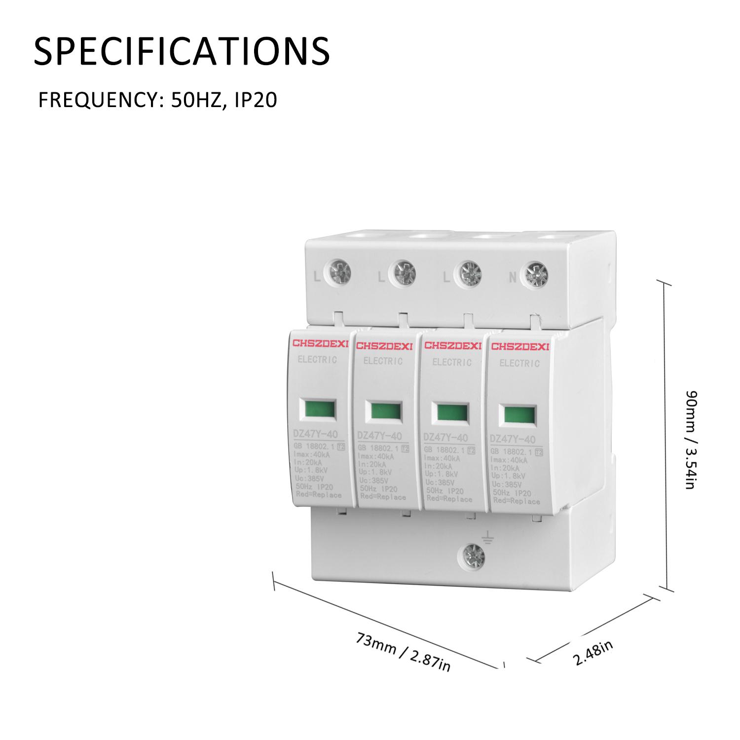 

DZ47Y 40KA 385V House Surge Protector Protective Low voltage Arrester Device 4P Device різнокольоровий