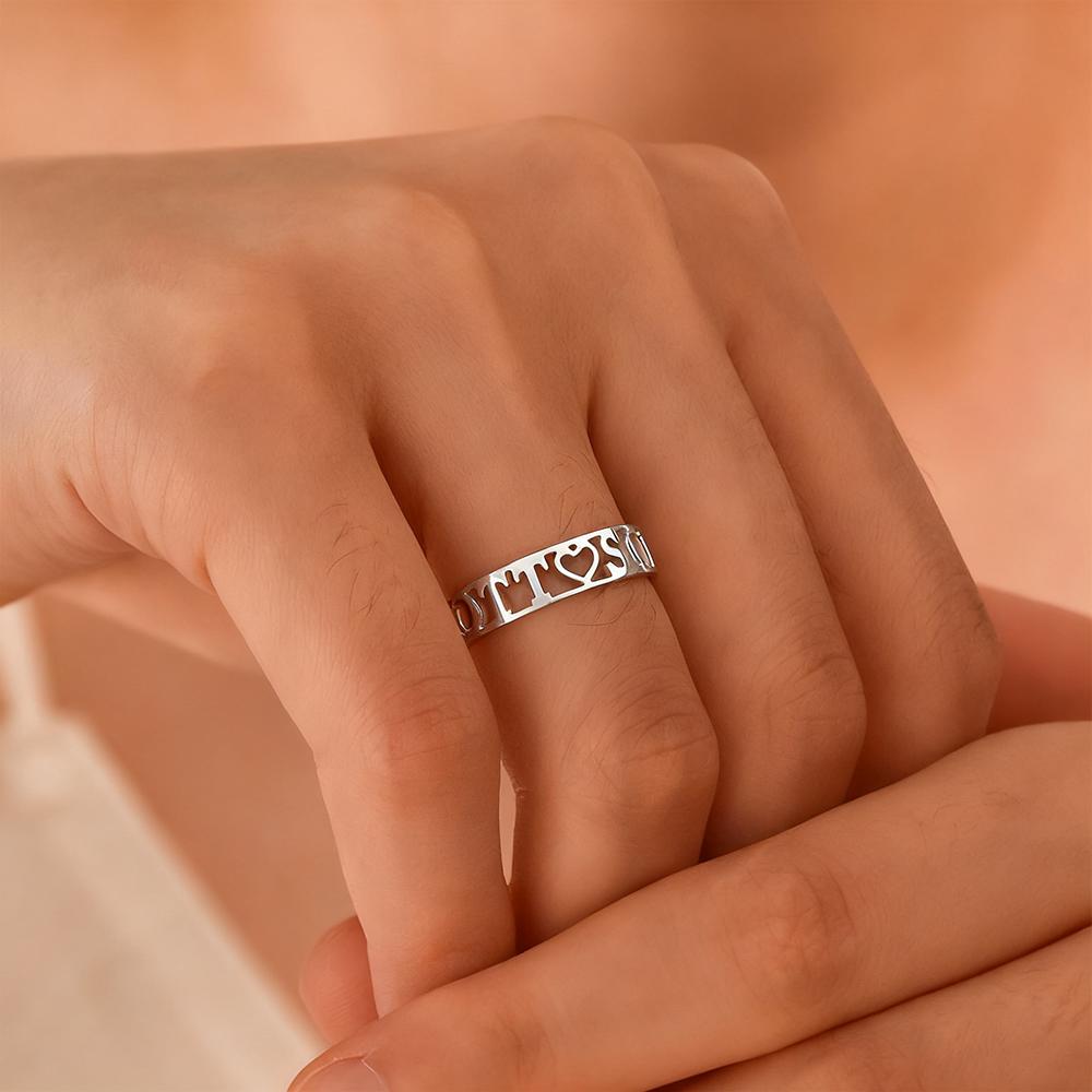 

Personalized Engagement Wedding Custom Two Name Ring Stackable Stainless Steel Gold Color Jewelry Rings Anniversary Anillos Gift 10