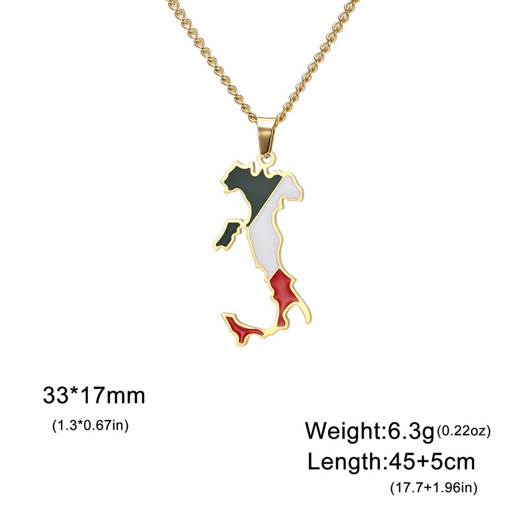 Collana Ciondolo Mappa Italia Bandiera Smalto Donna Acciaio Inossidabile Colore Oro Argento Nuovo Fascino Gioielli Patriottici Italiani Regali