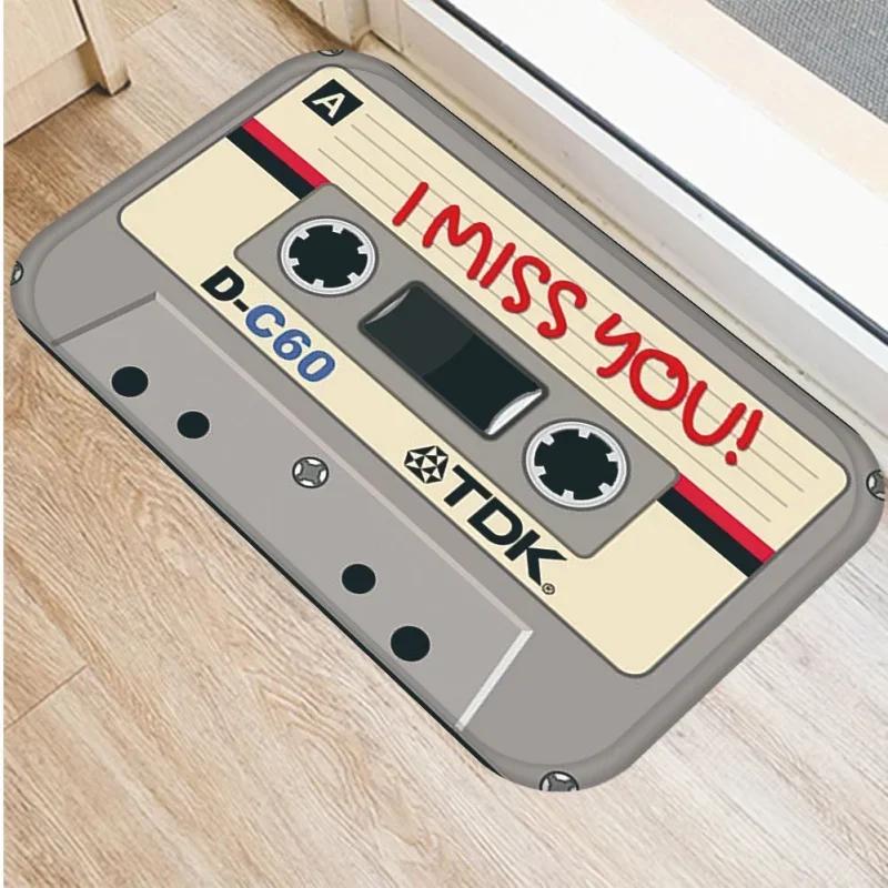 

Retro Brand Cassette Tape Door Mat Non-slip Washable Floor Mat for Entryway Living Room Home Decor 80s Vintage Mixtape Mat 40cm x 60cm