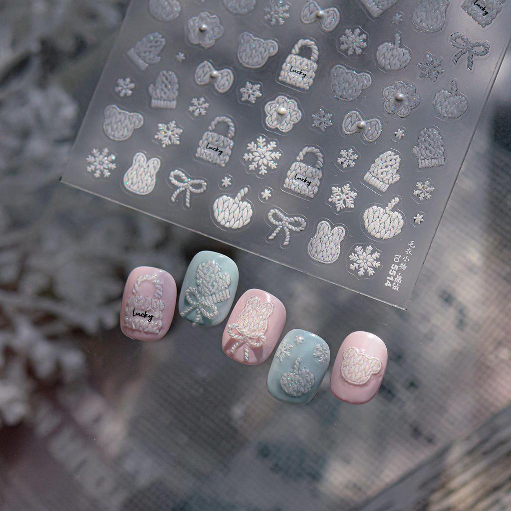 Tomoni Crystal Diamond Nail Stickers - Winter Solid Color Nail Art & Sweater Accessories