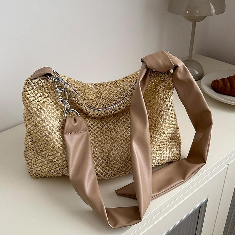 

Большая вместительная плетеная сумка, новая сумка-тоут для женщин, универсальная модная сумка через плечо на одно плечо