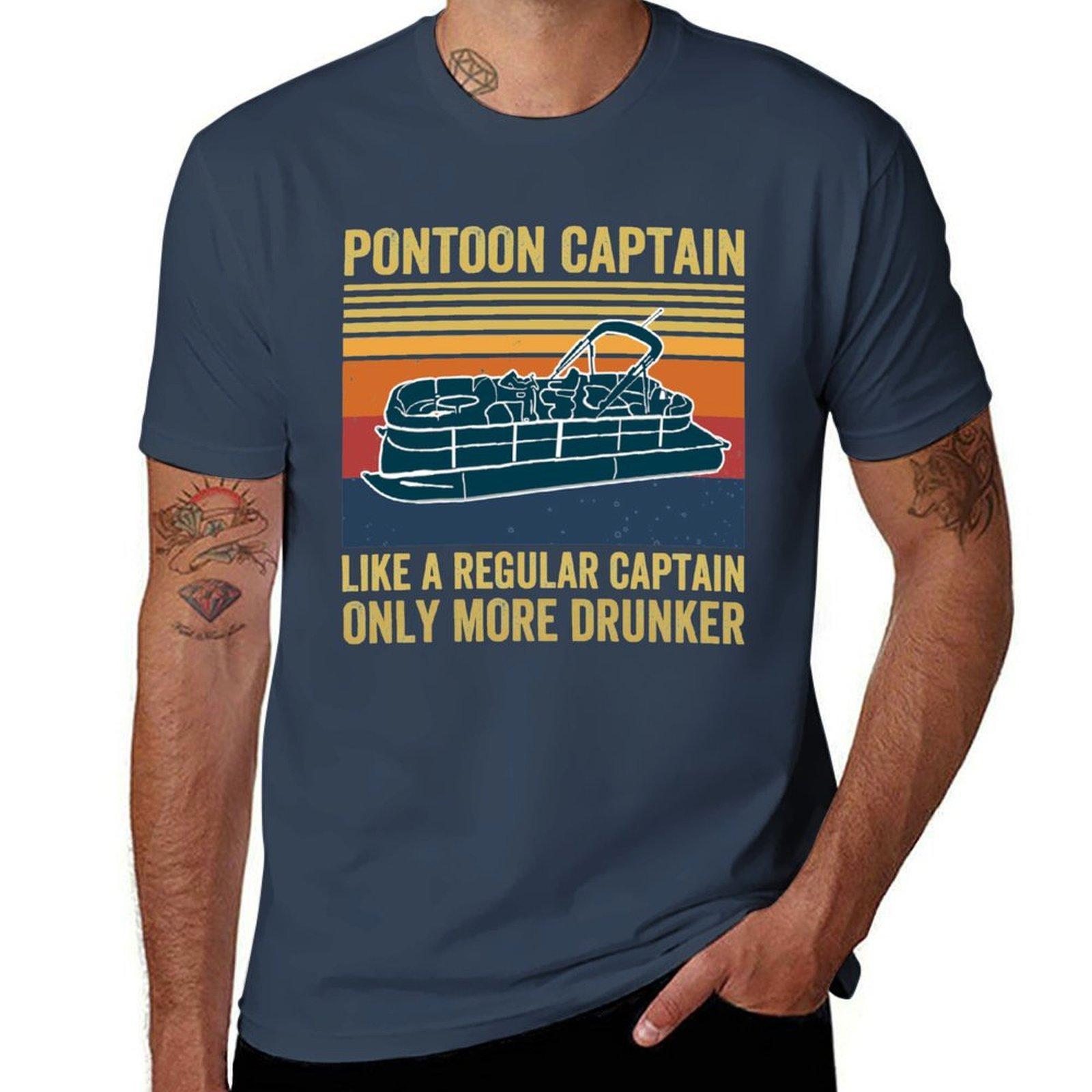 Pontoon Captain Like A Regular Captain Only More Drunker Tshirt Casual Daily Graphic Tee S