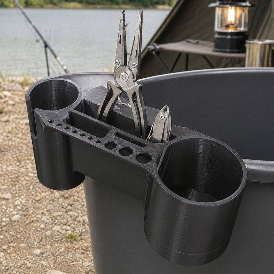 Fishing Rod Holder, Rack with Multiple Rod Slots And Tool Storage, Durable Outdoor Bucket Bracket, for Beach And Boat Fishing Organizer