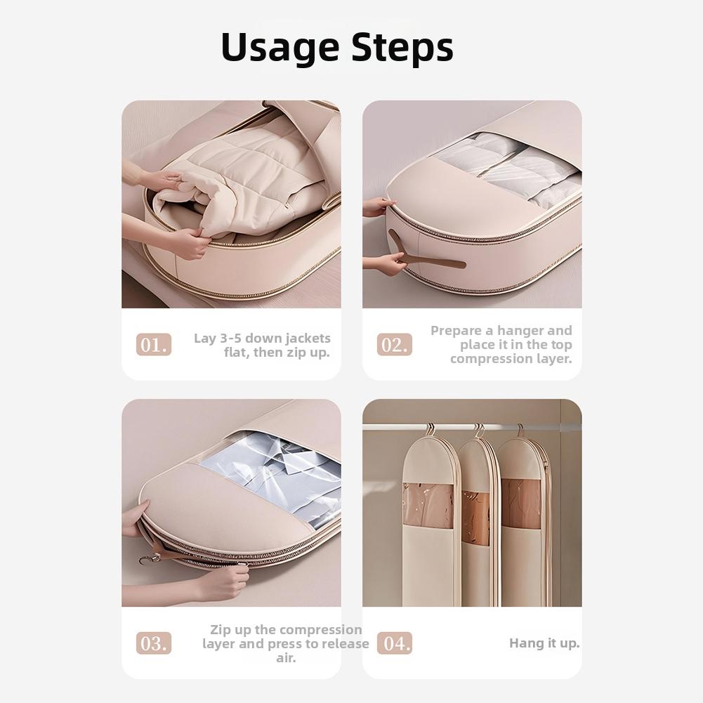 1pcs Clothes Compression Bags Down Jacket Compressed Dust Cover Compression Hanging Bag Household Clothes Storage Organizer