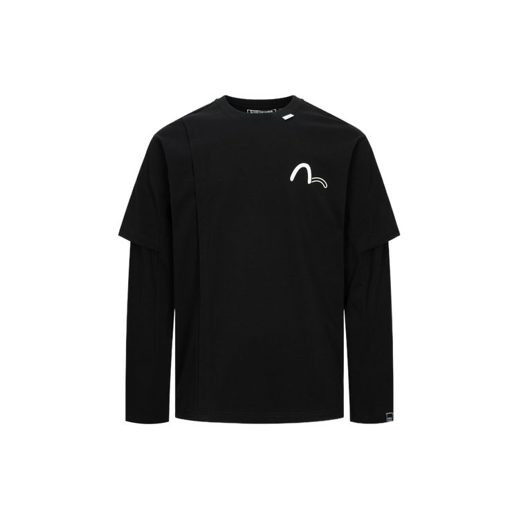 Evisu AW23 Floral Print Two-Piece Style Round Neck Long Sleeve Regular Fit T-Shirt Men Tops Black 2EAGNM3TL5075XXCT