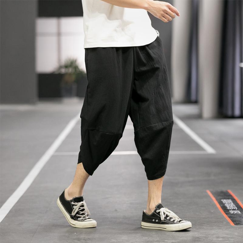 Pantaloni Harem Harajuku pentru Bărbați Pantaloni Joggers de Vară din Bumbac și In pentru Bărbați Pantaloni de Trening Stil Chinezesc Vintage pentru Bărbați Modă