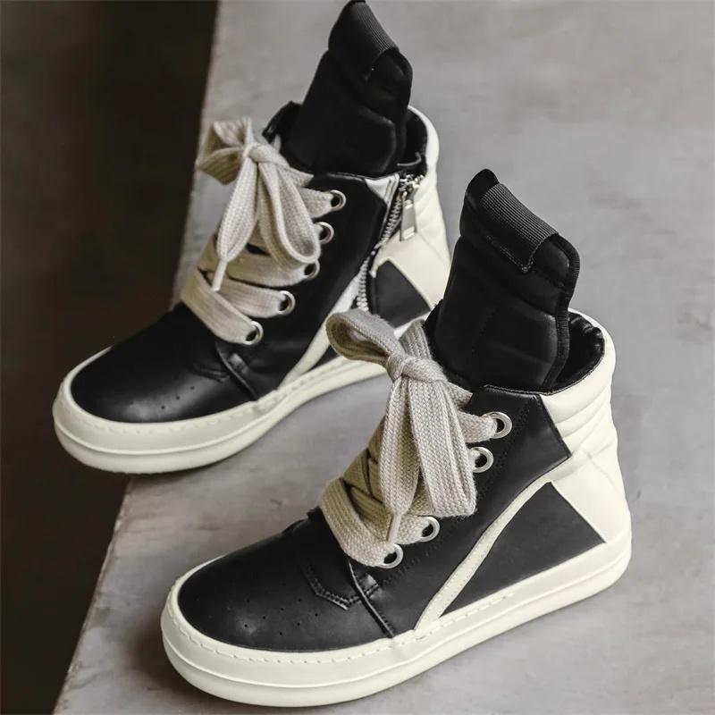 High Top Men Boots Autumn/Winter Men's Shoes Ankle Boots High Street Niche Vintage Motorcycle Sport Casual Boots for Men
