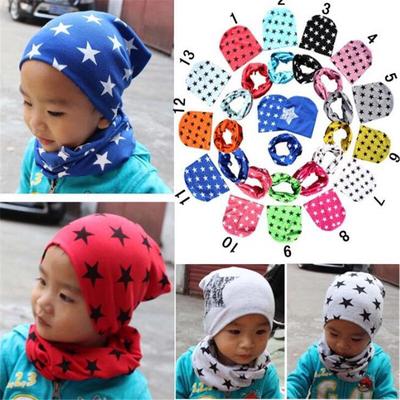 Cute Baby Toddler Kids Boys Girls Cotton Stripe Hat Cap Beanie Scarf Warp Set