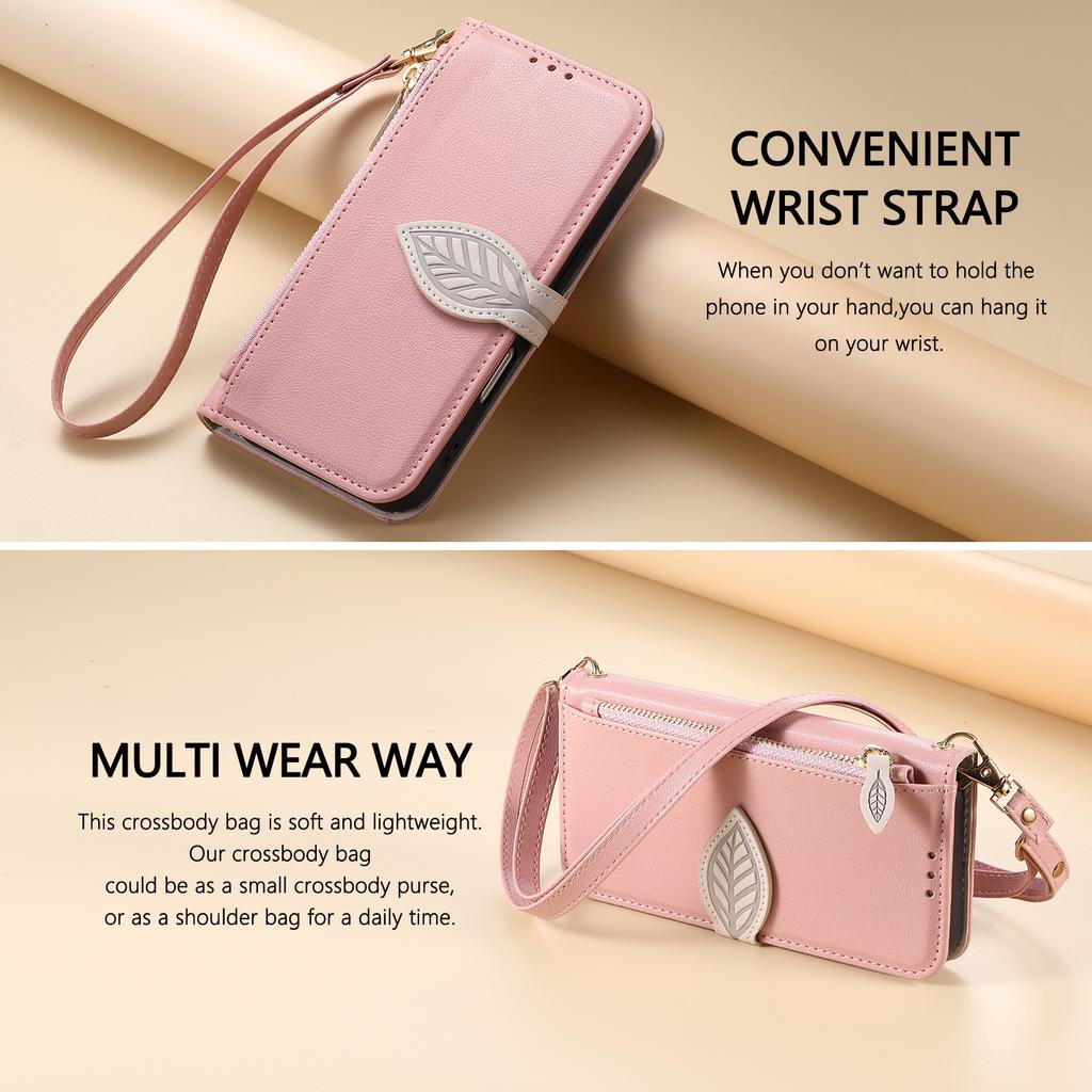 Crossbody-Handgelenkriemen Ledergeldbörse mit Kartenschlitz Handyhülle für IPhone 17 Air 16 Plus 15 14 13 12 Pro Max Schutzhülle