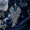 Crystal Peacock Rhinestone Brooch Exquisite Chest Flower Pin Peacock Badge Pin  For Suits