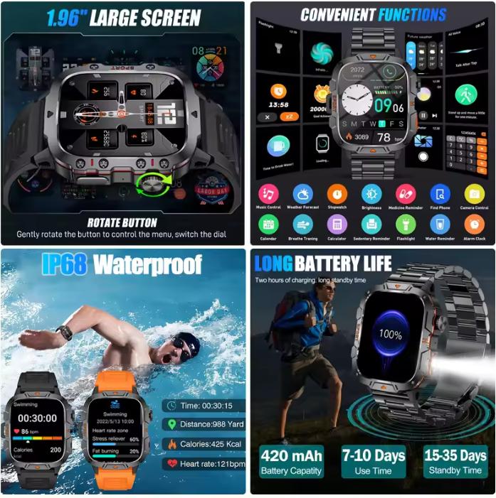 New For Xiaomi Rugged Military GPS SmartWatch Men AMOLED HD Screen Heart Rate Bluetooth Call Waterproof Outdoor Smart Watch 2025