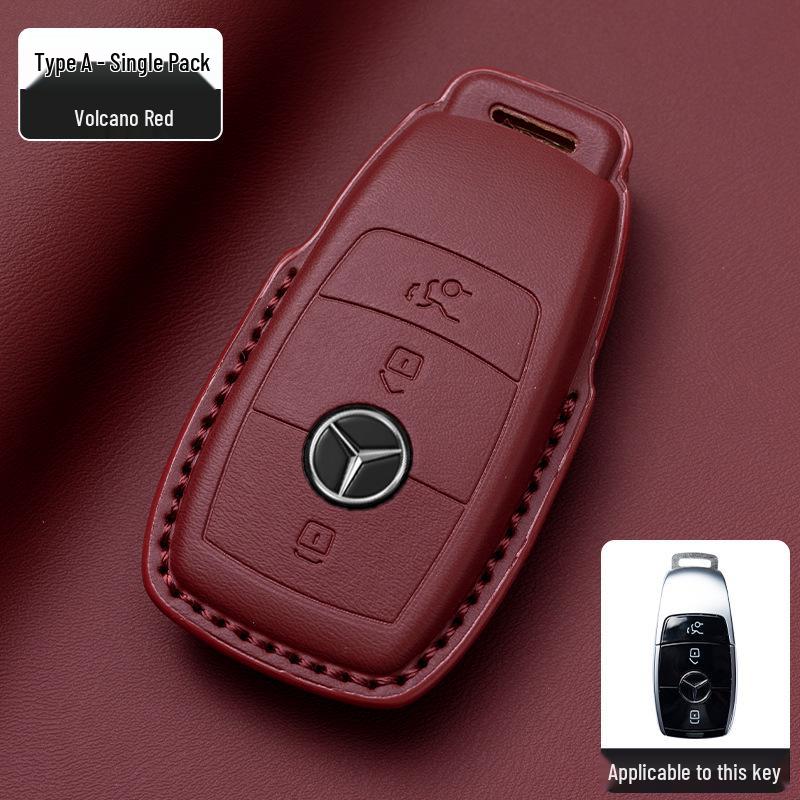 Mercedes-Benz Original Color Nappa Leather Key Case for GLE, GLAC200L, C260L, E300L, E-Class, S-Class, and C-Class.