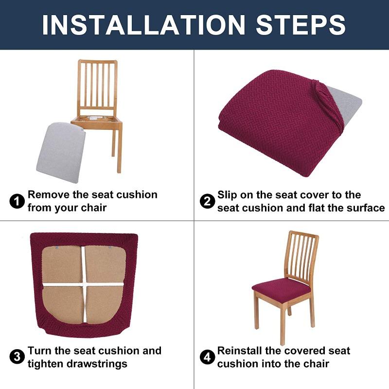 Office and Home Chair Cushion Cover, Square Seat Cushion Anti Fouling Cover Elastic Arc-shaped Chair Cover Stool Cover Split Type Cover