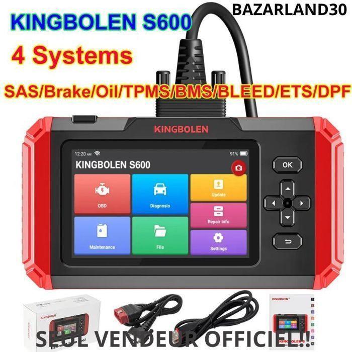 Valise Diagnostic Auto - KINGBOLEN - S600 - 4 Systèmes - 10 Services - Écran Tactile HD 5 rosso