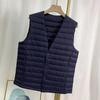 Men's Lightweight Sleeveless Down Vest - Warm 90% White Duck Down, Round Neck/V-Neck, Two-Way.