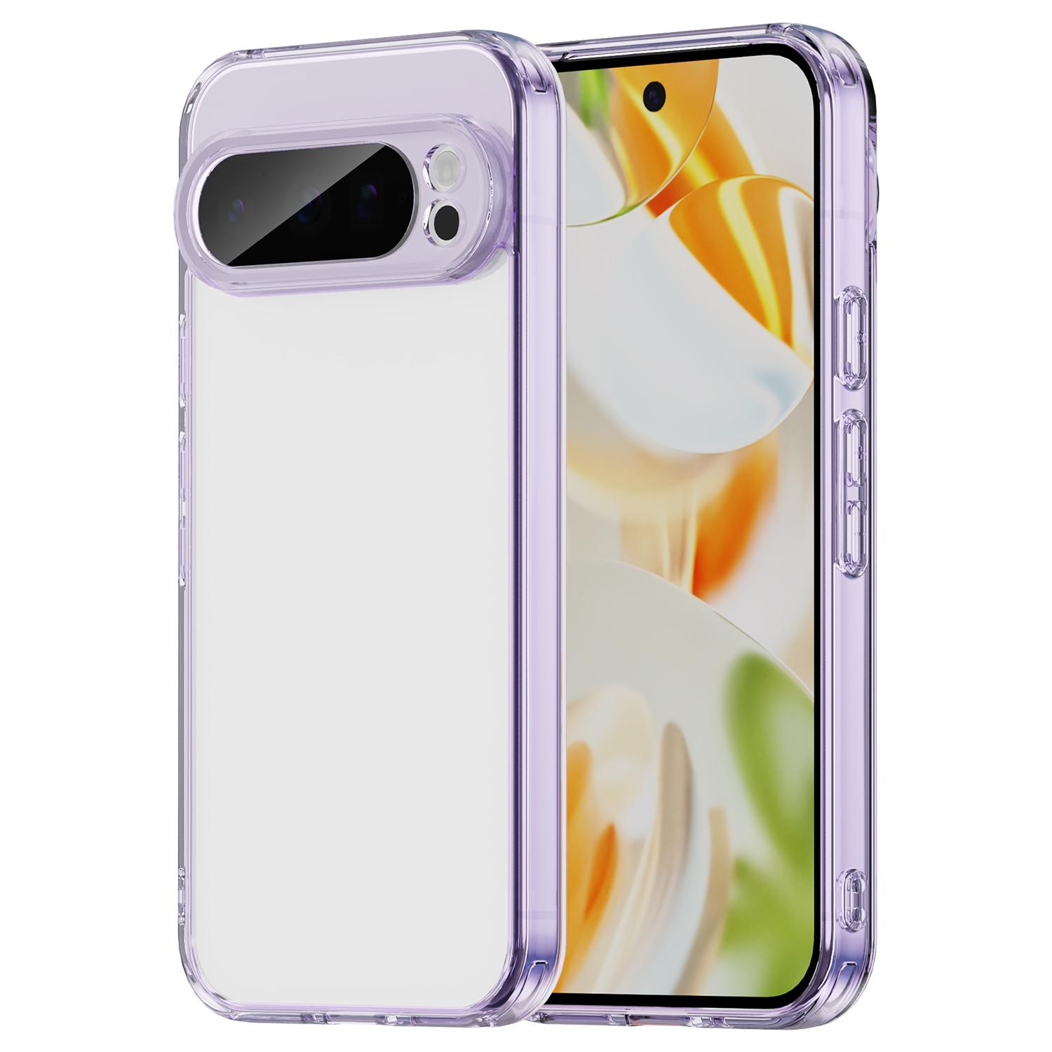 

For Google Pixel 9 Pro Case TPU+Acrylic Phone Back Cover Anti Yellowing Purple