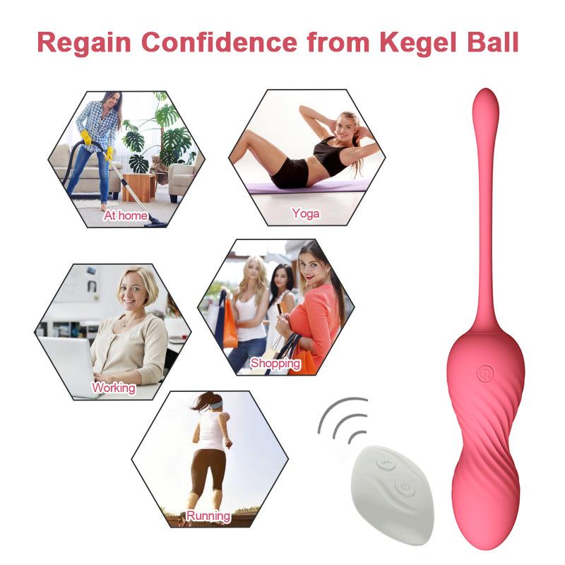 Remote Control Vibrating Silicone Kegel Ball Toy for Pelvic Tightening
