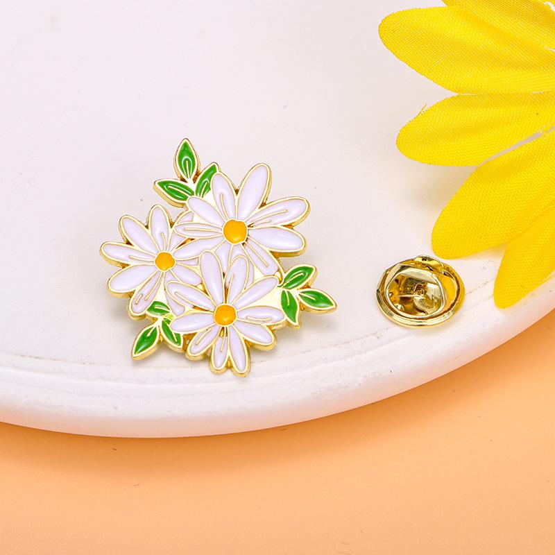 Colorful Floral Brooch - Daisy, Peony & Sunflower Drip Oil Alloy Badge