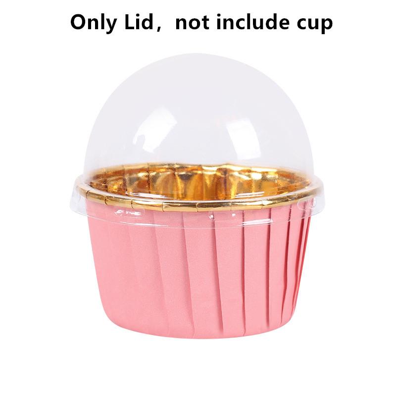 50pcs Plastic Cupcake Paper Cup Transparent Lid Cover Hat for Upper Caliber 5/5.8/6.8cm Baking Cups Muffin Cup Cake Decoration