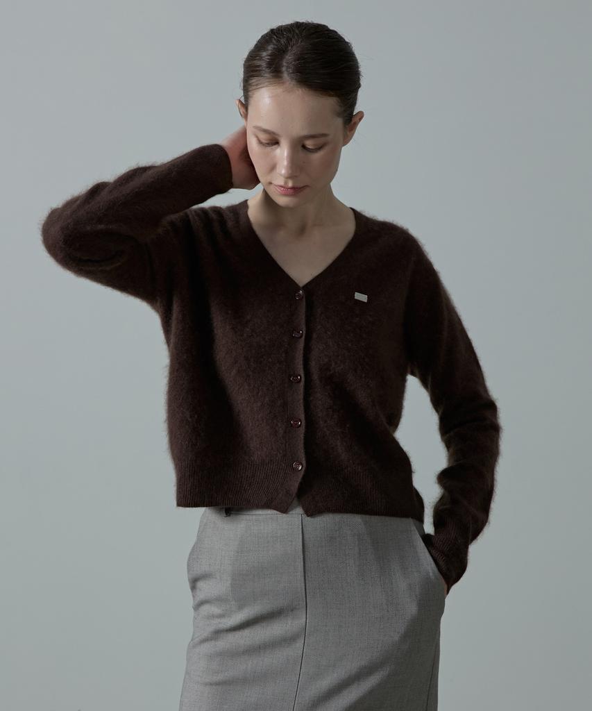 Aheule Noelle Wholegarment Cashmere Wool Cardigan_Brown