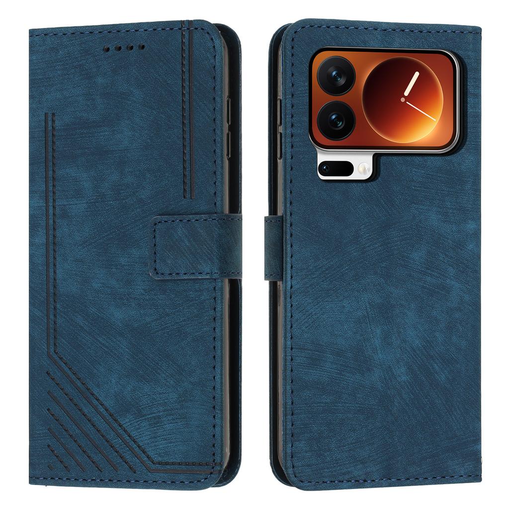For Xiaomi 17 Pro Max Stand Case Imprinted Lines Leather Phone Cover
