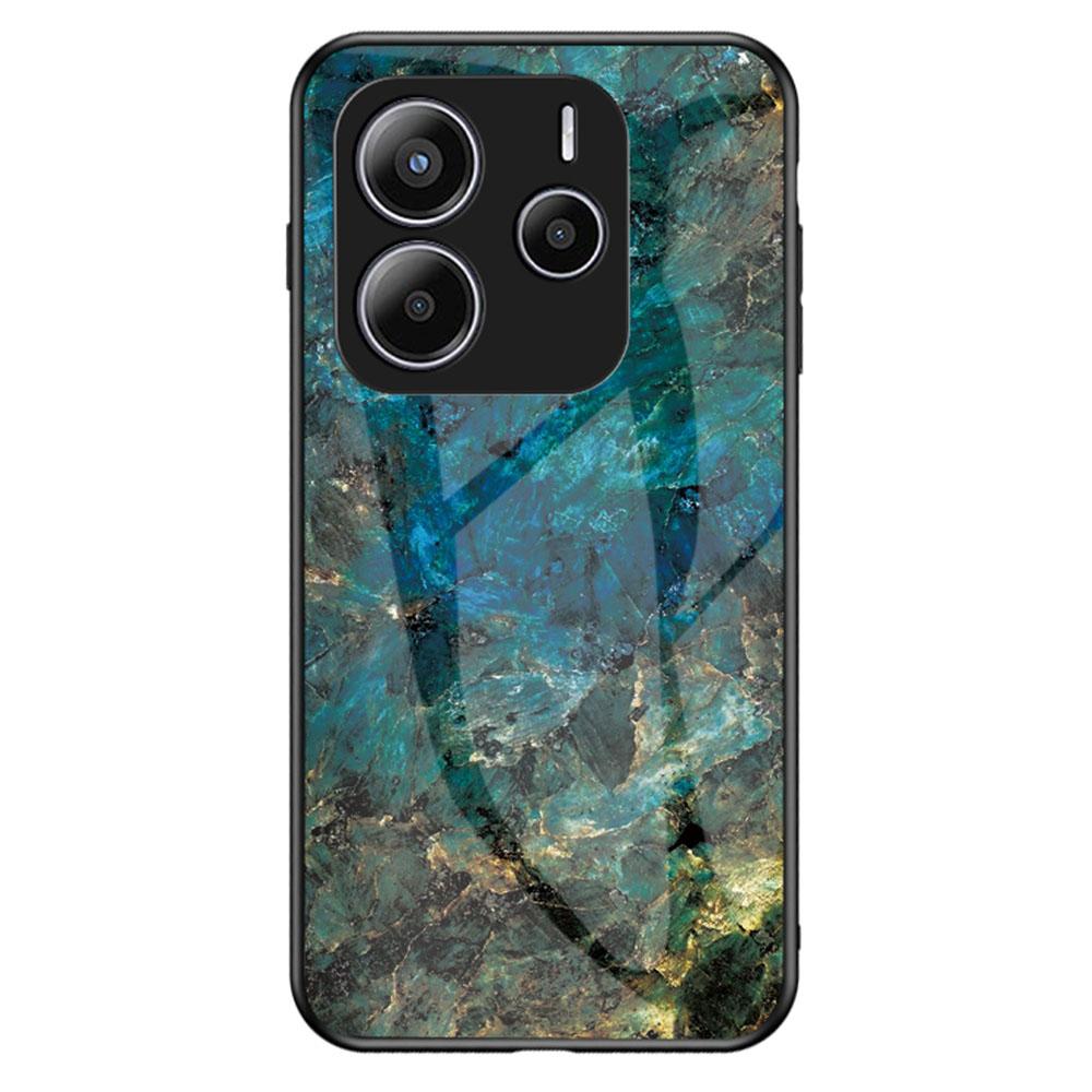 For Xiaomi Redmi Note 14 5G Case Marble Pattern Tempered Glass+PC+TPU Protective Phone Cover