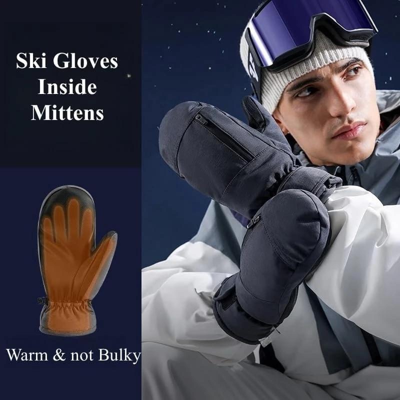 Professional Waterproof Ski Mittens Thermal Winter Snow Gloves for Adults Youth with Hand Warmer Pocket Windproof Cold Weather