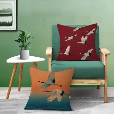 Japanese Flying Cranes White Bird Pillow Anime Pillow Sofa Bed Head Pillow Cover Cushion Cover Fashion