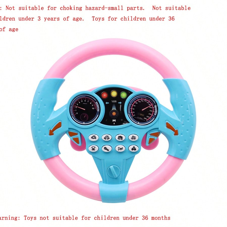 1pc Kids Simulated Driving Controller, Interactive Car Steering Wheel Toy, Educational Activity Gift, ABS Resin, Assorted Colors,No Batteries Included