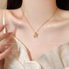 "Elegant Korean Titanium Steel Zircon Bow Necklace for Women"