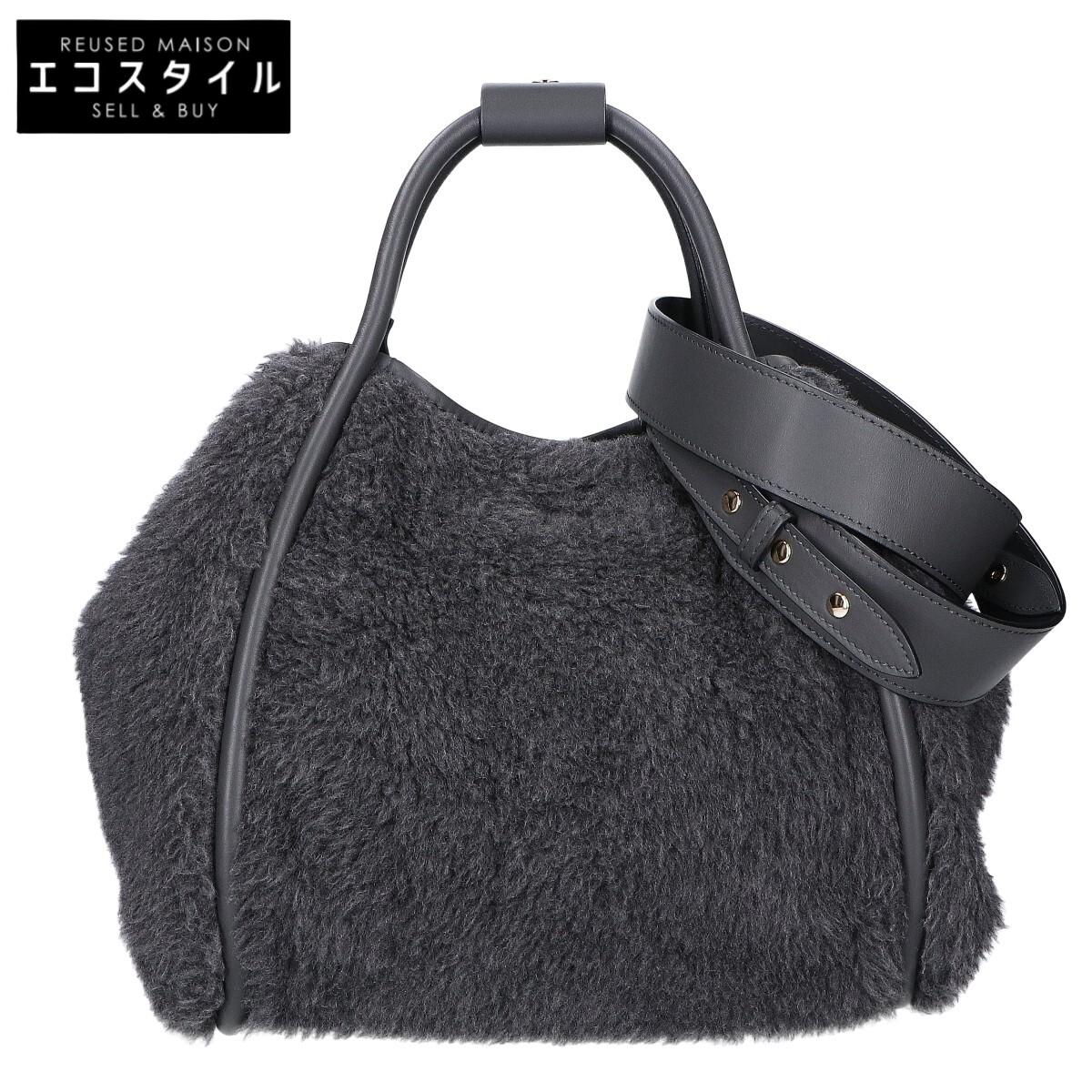 

Max Mara [Excellent Condition] 23451613336 TMARIN T Marine Camel x Silk Teddy Bear Small 2-Way Shoulder Bag Handbag grayUsed