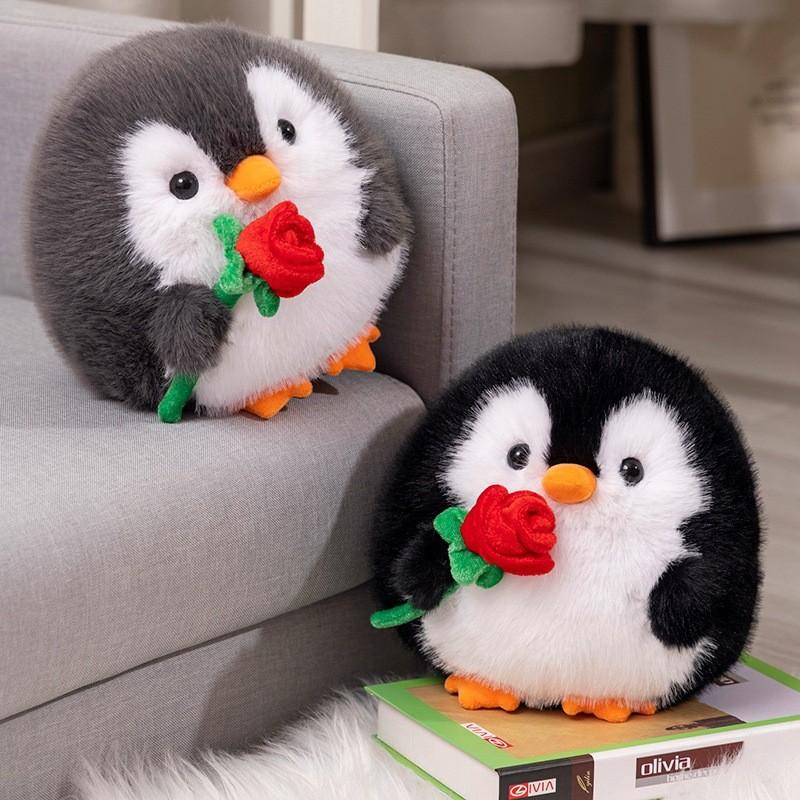 Adorable Cartoon Penguin Plush Toy With Rose For Gifts Perfect For Girlfriends And Children