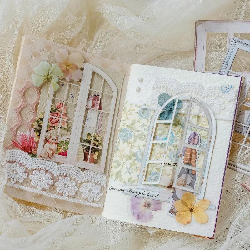 10pcs/pack Creative Hollow Out Window Sticker Decorative Paper Scrapbooking Handbook Journal Collage Aesthetic DIY Craft Supplie