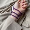 Natural Amethyst Three-Layer Elastic Cord Long Necklace Approx6mm Versatile, Fashionable, Ethereal Jade, Elegant and Stylish